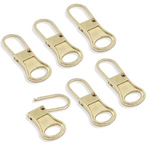 Zorveiio 6pcs Antique Bronze Zipper Pull Replacement, 1mm Thickness Detachable Zipper Pull Tabs,Metal Zipper Handle Repair Kit for Jeans, Pants Backpacks Boots