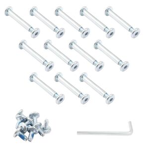 Luomorgo 12 Sets Inline Skate Wheel Screw, 6mm/15/64" OD Shaft Hex Socket Screw Axles for Roller Skate with Allen Wrench （Long）