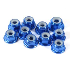 Hex Self Lock Nuts, 10 PCS M4 Nut CNC Aluminum Flanged Nylon Lock Nut Self Locking Metal Nuts Royal Blue
