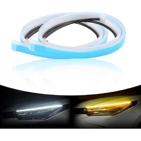 2 PCS Car LED Strip Lights, 23.6" Daytime Running Lights Bars, Super Bright LED Light Guide Strips, Automobile Decorative Lights, Universal for Most Cars, Trucks and Vans (White)