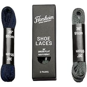 Florsheim Men's Dress Shoe Flat Lace 36" 2 Pack Navy/Gray Shoelaces
