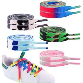 Flat Shoelaces 5 Pairs Mixed Color Shoelaces for Shoes, Gradient Laces Shoe Strings 47.2'' for Running Shoes Athletic Sneakers Skate Sports Shoes Unisex