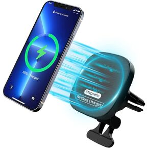 Magnetic Wireless Car Charger, Fast Charging and Strong Stable Air Vent Phone Holder Compatible with Magsafe iPhone 14/13/12 Series Phones Magnetic Car Mount with Double Cooling Holes, Black in Kuwait
