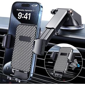 Phone Holders for Your Car [Upgraded Suction Cup Protection] Car Phone Holder Dashboard Windshield Air Vent 3 in 1 Hands Free Car Phone Mount Fit for iPhone Android Smartphones