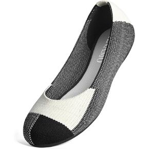 Women's Flat Ballet Shoes Knit Flat Shoes for Women Round Toe Slip on Women Flats for Dressy Casual Office Work Wedding Comfort Soft