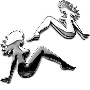 Two Pieces of 3D Premium Chrome Lady Trucker Girl Badges Emblems with Adhesive Backing in Saudi Arabia