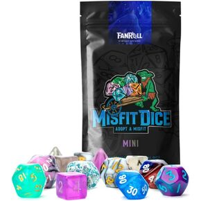 نرد متعدد السطوح من FanRoll من Metallic Dice Games Mystery Misfit Mini (مجموعتان، 28 نرد)