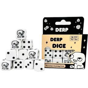 Derp Dice - Funny 16mm D6 Gaming Dice Set of 10 | 6 Sided Dice for DND, Warhammer 40K, Tabletop, Board Games and Wargaming