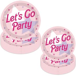 Let's Go Party Pink Plates - 40 Pieces Pink Bachelorette Party Decorations, Happy Birthday Party Supplies, Baby Shower Tableware in Kuwait