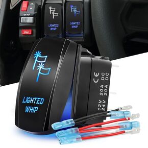 Nirider Light Whip Rocker Switch Blue 5Pin On/Off Light Bar Toggle Switch with Jumper Wires Waterproof Lighted Antenna LED Whip Light Switch for UTV Side by Side RZR ATV Jeep Golf Cart Truck