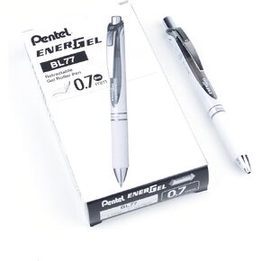 قلم جل سائل قابل للسحب من Pentel EnerGel Pearl Deluxe RTX، (0.7 مم)، لهجة، حبر أسود، صندوق من 12 قطعة (BL77PW-A)