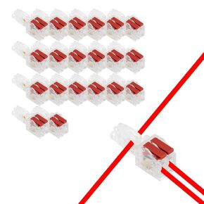 20 PCS T Tap Wire Connectors Disconnect Terminals,Low Voltage Wire Splitter Connector Push-in, Lever Quick Wire Connectors (2in2out Yellow)