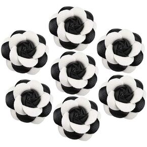 8PCS DIY Faux Leather Rose Flower Winter Boots Wedding Sandals Sock Scarf Bag Shoe Package Material Eternal Flower (Black)