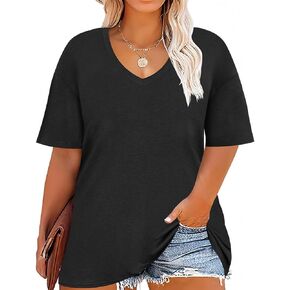TIYOMI Plus Size T Shirt for Women Short Sleeve Basic Casual Classic Tops Summer Blouse XL-5XL 14-28