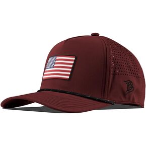 Branded Bills Old Glory PVC Curved 5 Panel Rope Hat, Fits 7-7 7/8, Adjustable Snapback