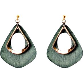 Womens Wood Dangle Invisible Clip On Earrings for Non Pierced, Gold Hoops Fashion Earrings…