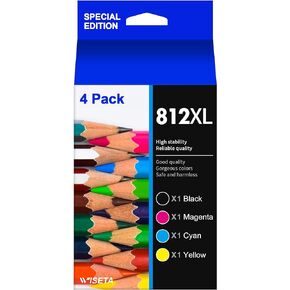 812XL Ink Cartridges High Yield Remanufactured Replacement for Epson 812 XL T812XL 812 to use with WF-7820 WF-7840 WF-7310 EC-C7000 Printer (4 Pack, BCMY)