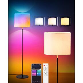 Led Floor Lamp for Living Room: Modern Standing Tall Floor Lamp for Bedroom - Smart APP Control - RGB Light 16 Million Colors with Decorative Lampshade