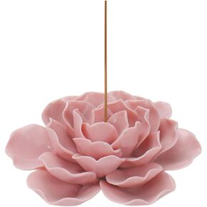 Pink Incense Holder 3.35" Dia Burner Holder Ceramic Flower Incense Sticks Holder for Yoga Studio