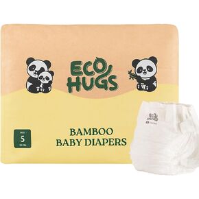 Bamboo Diapers Size 5 | Ultra-Soft Disposable Baby Diapers | Hypoallergenic and Super Absorbent | Unscented and Totally Chlorine Free | Pack of 22