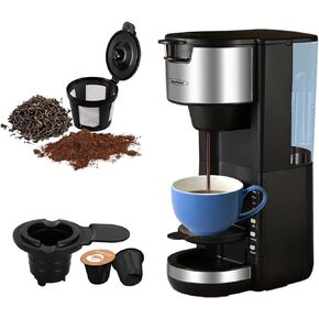 ماكينة صنع القهوة الفردية لكوب K والقهوة المطحونة، ماكينة صنع القهوة بكوب واحد من 6 إلى 14 أونصة، ماكينة صنع القهوة بماء 30 أونصة، صينية تنقيط قابلة للتعديل ووظيفة الإغلاق التلقائي in Kuwait