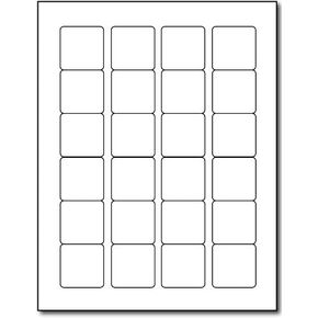 White Adhesive Sticky Labels, 1.5" Square - 24 per Page - Matte Finish Printable with Inkjet/Laser (25 Sheets)
