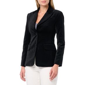 BCBGMAXAZRIA Women's Long Sleeve V Neck Velvet Blazer Jacket