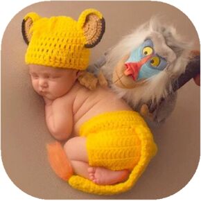 Vemonllas Newborn Baby Photography Props Outfits Boy Girl Crochet Knitted Hat Bonnet & Pants Costumes Infant Photoshoot Props