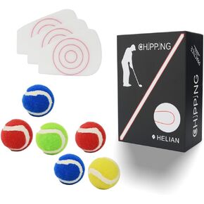 HELIAN Golf Chipping Trainer Aid Sets,6PCS Handmade Golf Practice Ball,3PCS Reusable Fixed-Point Velcro for Improving Slice Accuracy,Suitable for Home, Office, Indoor/Outdoor Practice