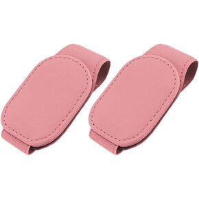2-Packs Leather Sunglasses Holders for Car Sun Visor, Magnetic Glasses Eyeglass Hanger Clip for Car