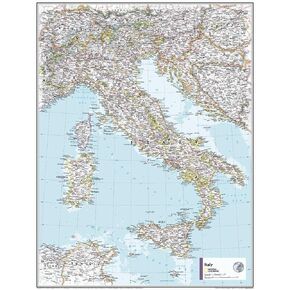 National Geographic Maps: Italy Wall Map - Compact - 21.5 x 16.25 inches