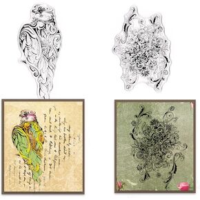 Retro Art Birds Clear Stamps for Card Making Vintage Painting Clear Stamp Retro Animals Flowers Transparent Silicone Stamps for DIY Scrapbooking Supplies Embossing Paper Card Album Decoration Craft
