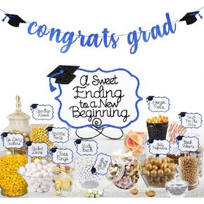 LeeSky Blue Graduation Candy Bar Signs & Labels, 2024 Graduation Party Decorations, Small to Medium Size, 1 Set