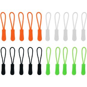 TORMEN Zipper Pulls Zipper Extension Nylon Cord Zipper ​Tag Replacement for Clothes Suitable for Backpacks, Jackets, Suitcases, Wallets, Handbags(20 Pcs White)