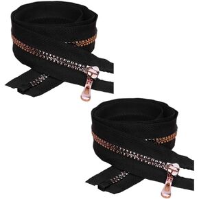 Wonesifee Separating Zippers #5Resin Plastic Zippers Rose Gold Teeth Heavy Duty for Sewing Clothing Jacket Coats Schoolbag Sportswear Crafts Clothes DIY White 2pcs(60cm/24inch)24"