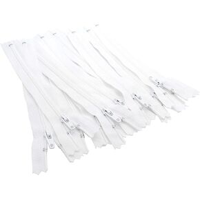 YKK Zippers White Color 12 Inch Number 3 Nylon Coil Set of 12 Pieces