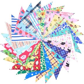 100 Pieces Small Medium Dog Bandanas Washable Bandana Adjustable Polyester Fabric Dog Scarves Kerchief Printing Bib Birthday Gift for Small Medium Dog Accessories