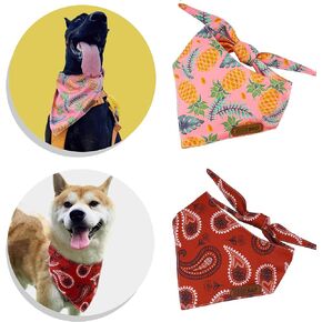 Dog Bandanas 2Pack,Dog Scarf,Dog Bandanas boygirl,Premium Durable Fabric,Adjustable Fit,Unique Shape,Suitable for All Kinds of Dogs,Provide Various Sizes(X-Large,Tropical)