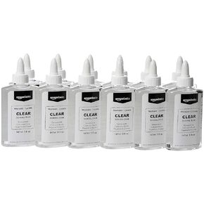 Amazon Basics Washable Liquid School Glue, 5 oz Bottle, Clear, 12-Pack