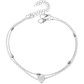 Ankle Bracelets for Women,Summer Beach Layering Silver Ankle Bracelets for Women Non Tarnish Waterproof Anklet Summer Fashion Jewelry Gift for Women Ankle Bracelet