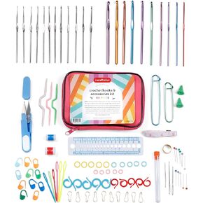 Incraftables Crochet Hooks Set with Case 100pcs. Best Crochet Hook Kit for Beginners & Professionals. Ergonomic Crochet Tools with Needles, Scissors, Ruler, Head Pins & Accessories for Kids & Adults