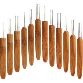 Hedume Set of 12 Dreadlock Crochet Hook, 4 Sizes (0.5mm, 0.75 mm, 1mm, 1.25mm) Dreadlock Needle Include 1 Hook, 2 Hooks, 3 Hooks, Locs Crochet Needle Steel Crochet Hook for Braid Craft
