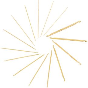 JubileeYarn Double Ended Bamboo Tunisian Crochet Hooks Set | 15 Sizes: 3mm-12mm | Carbonized Brown