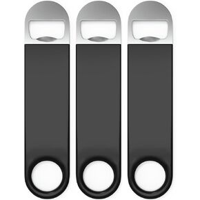 Bartender Bottle Openers, Beer Bottle Openers, Speed Openers 3 Pack by Premium Cold One. Professional Grade: Rubber Coated, Stainless Steel. 7 inch