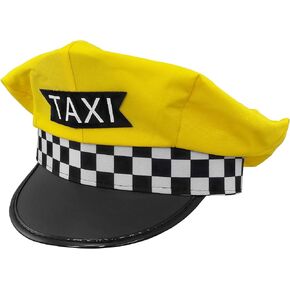Nicky Bigs Novelties Unisex Adult Yellow Taxi Driver Hat - Classic Cab Driver Festival Cap - Halloween Cosplay Costume Accessory