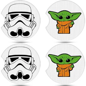 Akkya Car Cupholder Coaster Absorbent 4 Pack Cute Cartoon Mouse Rubber New Automotive Cup Holder Decal Decor Accessories for Women Men BD0901-02
