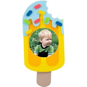 HAPPY DEALS ~ Popsicle Picture Frame Craft Kit | Makes 12 | 6.75 Inch | Ice Cream Theme Crafts for Kids