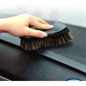 JSCARLIFE Long Bristle Horse Hair Leather Cleaning Brush, Heavy Duty Scrub Brush for Car Interiors, Furniture, Carpet, Sneakers, Boots, and More