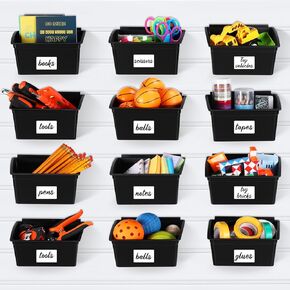 Mifoci 12 Pcs Storage Bins for PVC Slatwall Plastic Storage Bin with Stickers Pens Slatwall Accessories for Organizing Hardware Craft Storage Tool Organizer Garage Storage Craft Room Tool Shed (Clear)