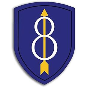 8th Infantry Division Shield Shaped Sticker (Army Military (3 x 4 inch) U.S. Army Licensed